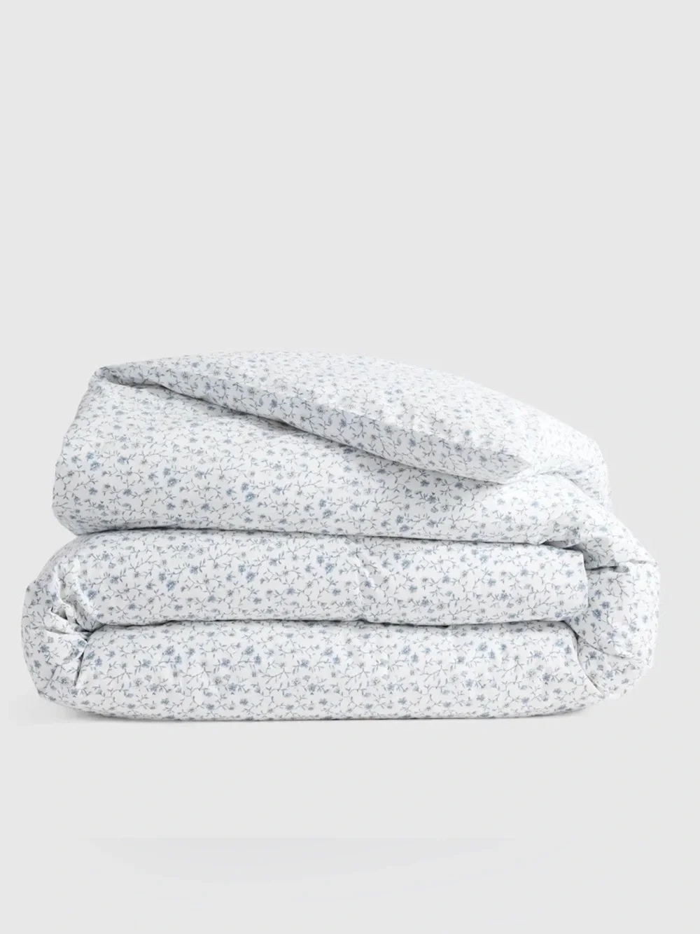 NEW Quince Organic Crisp Percale Floral Duvet Cover, Full/Queen (Blue Florette)